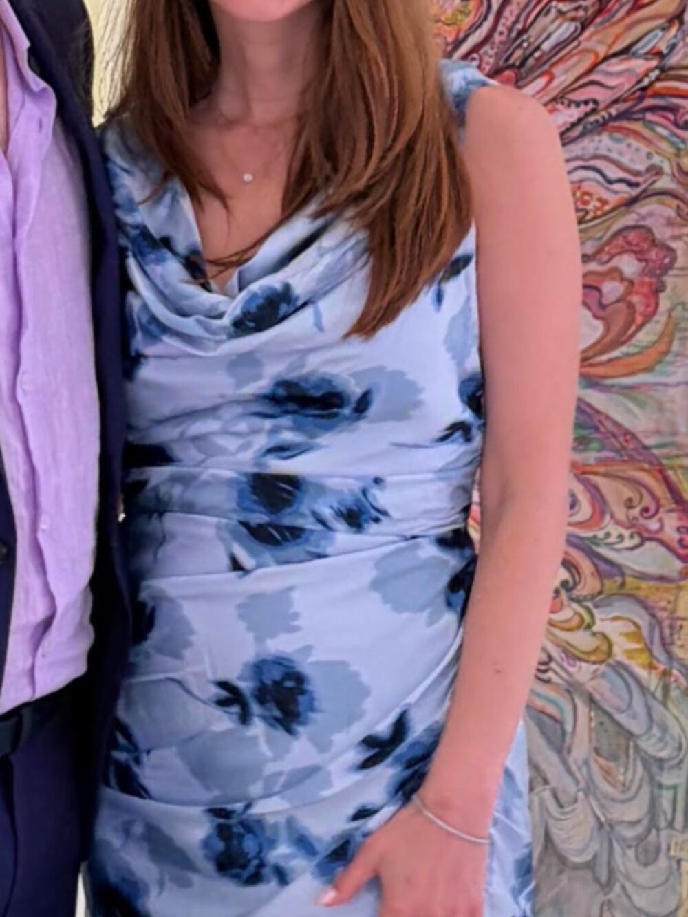 Worn Once- Abercrombie Cowl Neck Draped Maxi Dress in Blue Floral - Picture 2 of 4
